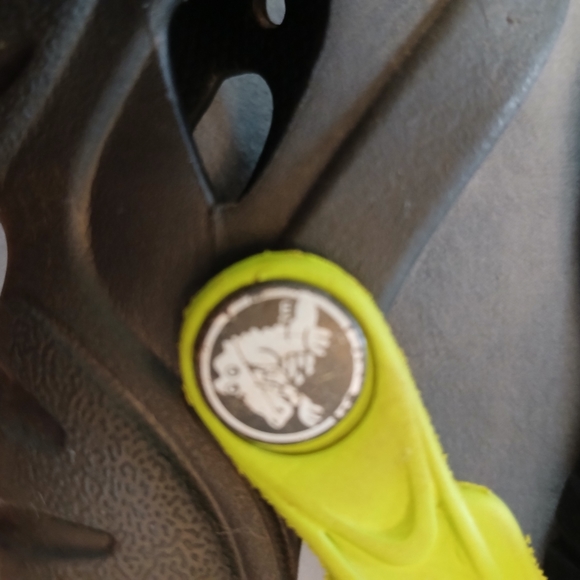 CROCS Children's Black Clogs With Green Straps Size C 10 - Picture 7 of 10